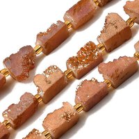 Brins de perles en agate druzy naturelle électroplaquée avec perles de rocaille