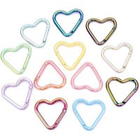 Spray Painted Electroplate Alloy Heart Spring Gate Rings — Jewelry Findings