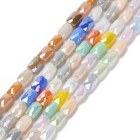 Brins de perles en verre électroplaqué, rectangle facetté, couleurs mélangées — Perles à bijoux
