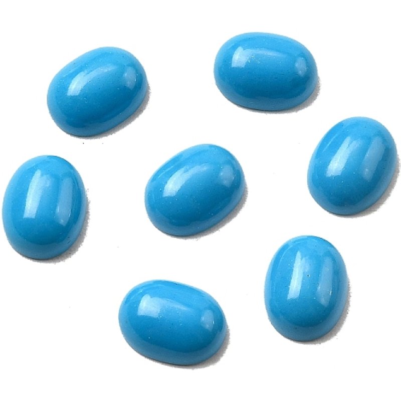 Synthetic Turquoise Cabochons, Oval, 10x8x4mm — Loose Gemstones