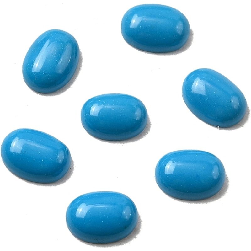 Cabochons en turquoise synthétique, ovale, 8x6x3mm — Pierres précieuses en vrac