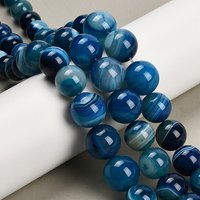 Brins de Perles Graduées en Agate Banded Naturelle, Bleu Acier, 6-16mm — Perles à bijoux