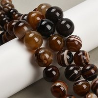 Fil de perles graduées en agate bandée naturelle, qualité A, camel, 6-16mm