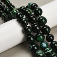Fils de Perles Graduées en Agate Banded Naturelle, Vert Foncé, 6-16mm