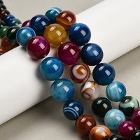 Brins de perles d'agate bandée graduée naturelle, ronde, qualité A — Perles à bijoux