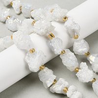 Brins de Perles en Agate Druzy Naturelle Électroplaquée avec Perles de Semence