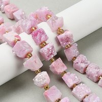 Brins de perles en agate druzy naturelle électroplaquée, rose perle