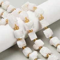 Brins de perles en agate druzy naturelle électroplaquée, cube avec perles de semence — Perles à bijoux