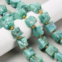 Brins de perles en agate druzy naturelle électroplaquée, cube, aquamarine — Perles à bijoux