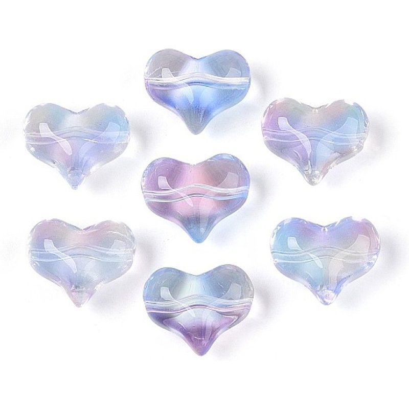 Perles en Verre Transparentes en Forme de Coeur, Bleu Myosotis, 14x17x9mm — Perles à bijoux
