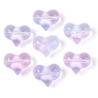 Perles en Verre Transparent, Coeur, Lilas, 14x17x9mm, Trou: 1.4mm — Perles à bijoux