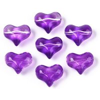 Perles en Verre Transparentes en Forme de Coeur, Violet Foncé, 460pcs — Perles à bijoux