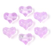 Perles en Verre Transparent en Forme de Coeur, Violet, 14x17x9mm, 460pcs — Perles à bijoux