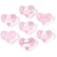 Perles en Verre Transparentes en Forme de Coeur, Rose Perle, 14x17x9mm — Perles à bijoux