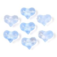 Perles en Verre Transparentes en Forme de Coeur, Bleu Myosotis, 14x17mm — Perles à bijoux