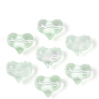Transparent Heart Glass Beads in Dark Sea Green, 460pcs