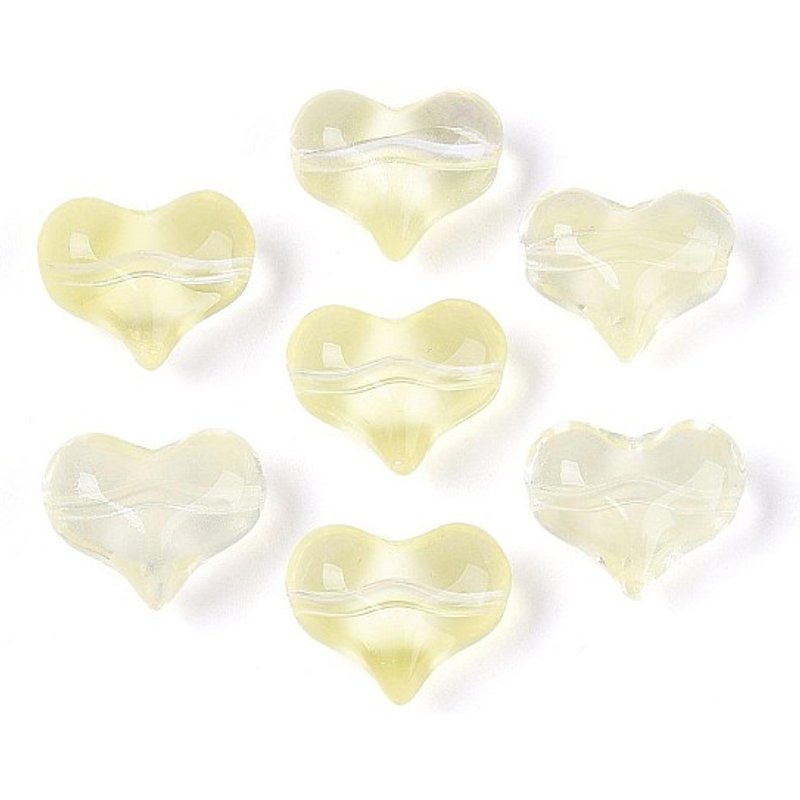Transparent Heart Glass Beads in Light Goldenrod Yellow, 460pcs — Jewelry Beads