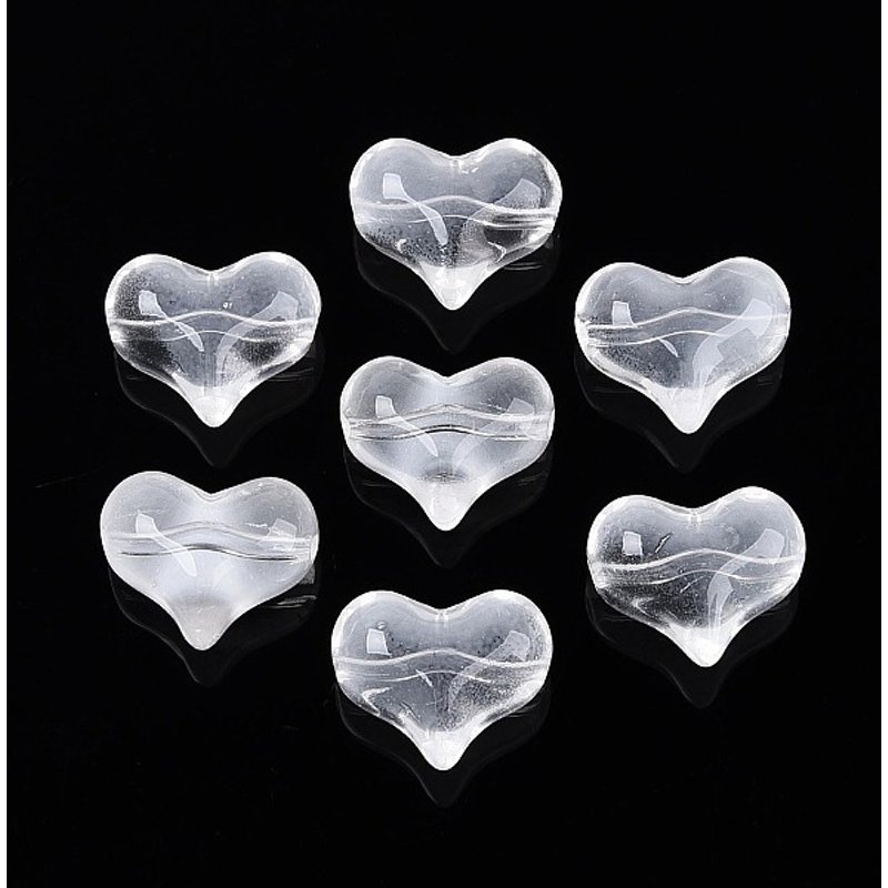 Transparent Heart Glass Beads, Clear, 14x17x9mm, 460pcs — Jewelry Beads