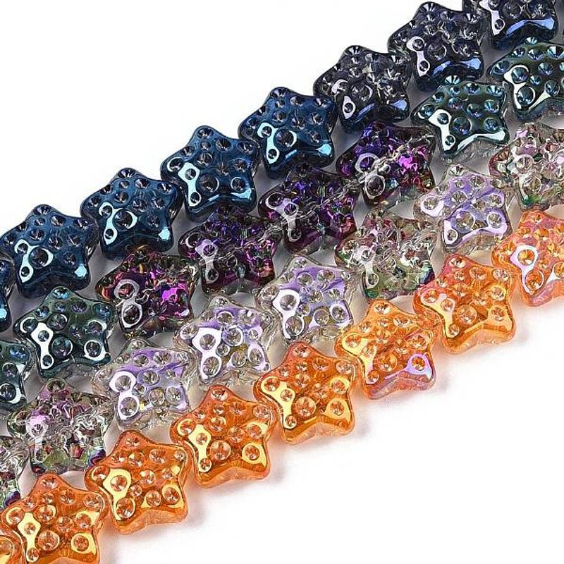Electroplate Transparent Glass Star Beads Strands, Mixed Colors — Jewelry Beads