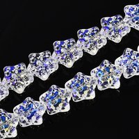 Electroplate Transparent Glass Star Beads Strands, Clear AB