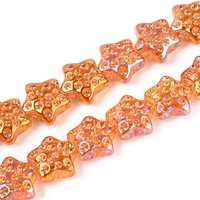 Electroplate Transparent Glass Star Beads Strands, Dark Orange