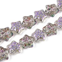 Electroplate Transparent Glass Star Beads Strands, Medium Purple