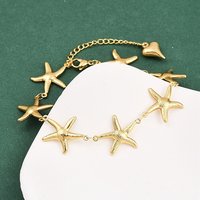 Bracelet Chaîne en Acier Inoxydable 304 Animaux Marins, Doré — Bracelet Femme