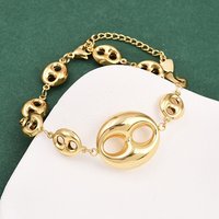 Bracelet en acier inoxydable 304, maillons en forme de grain de café, doré, 8,5 pouces