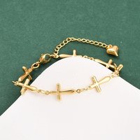 Bracelet en acier inoxydable 304 en chaîne croisée dorée, 7-5/8 pouces