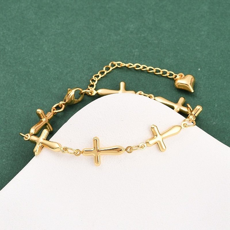 Bracelet en acier inoxydable 304 en chaîne croisée dorée, 7-5/8 pouces — Bracelet Femme