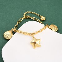Bracelet en Acier Inoxydable 304 pour Femmes, Forme d'Étoile de Mer et de Coquillage