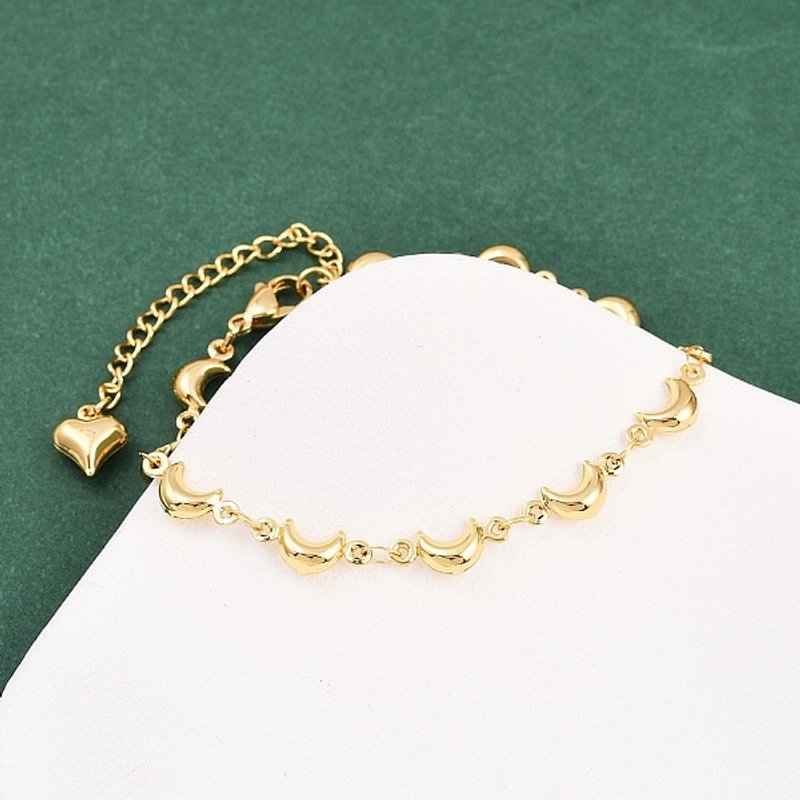 304 Stainless Steel Link Bracelet for Women, Moon Design, Golden — Bracelet Women
