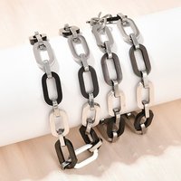 Collier en chaîne ovale en acier inoxydable 201 pour femmes, noir 22,83 po