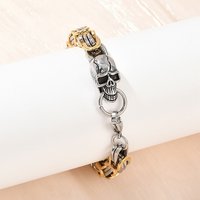 Bracelet Chaîne Byzantin en Acier Inoxydable 201 avec Crâne pour Hommes et Femmes — Bracelet Femme