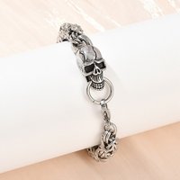 Bracelet Chaîne Byzantin en Acier Inoxydable 201 avec Crâne pour Hommes et Femmes — Bracelet Femme