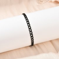 201 Stainless Steel Curb Chain Bracelet for Women, Black, 8-3/4 inch