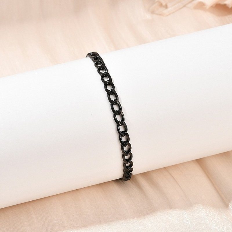 Bracelet en acier inoxydable Curb pour femmes, noir, 8-3/4 pouces — Bracelet Femme
