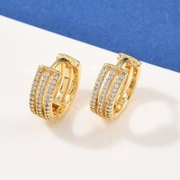 Brass Micro Pave Clear Cubic Zirconia Hoop Earrings 18K Gold Plated — Hoop Earrings