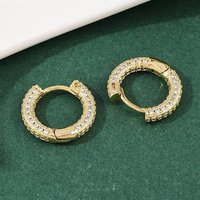 Brass Micro Pave Clear Cubic Zirconia Hoop Earrings 18K Gold Plated — Hoop Earrings