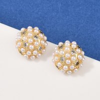 Half Round Brass Micro Pave Clear Cubic Zirconia Stud Earrings — Costume Jewelry