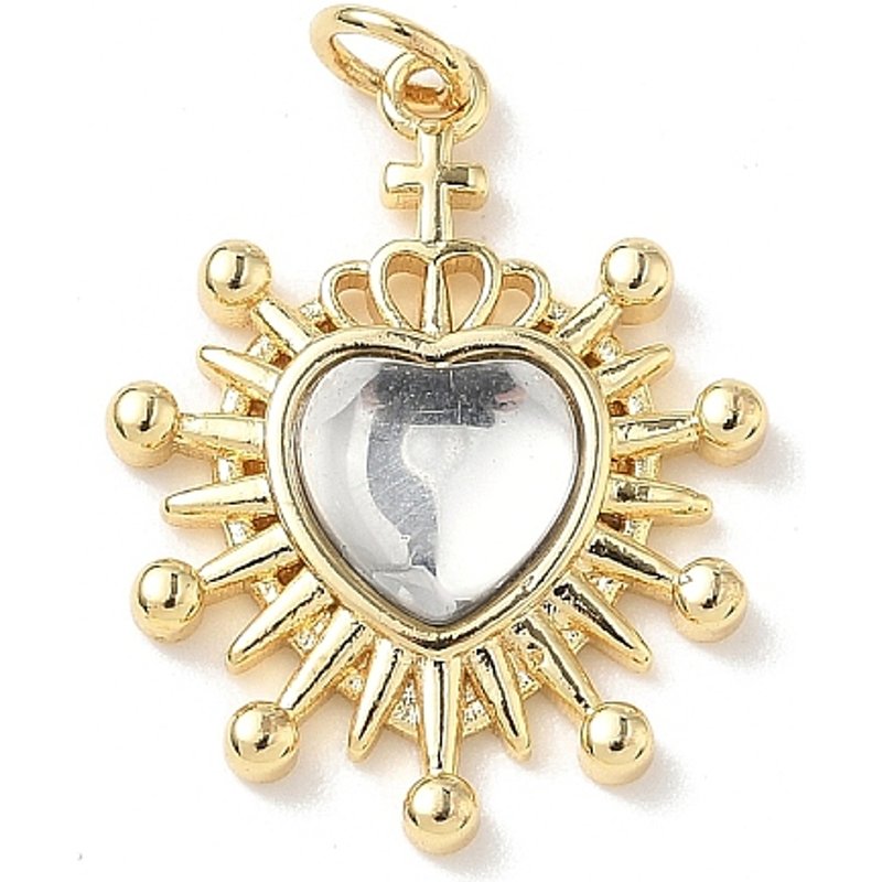 Pendants en laiton en forme de cœur avec plaquage en or 18K — Breloques et pendentifs