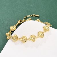 Brass Link Bracelet for Women, 18K Gold Plated, Shell Shape — Bracelet Women
