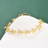 Bracelet en Lien en Laiton pour Femmes, Plaqué Or 18K, Design Étoile de Mer — Bracelet Femme