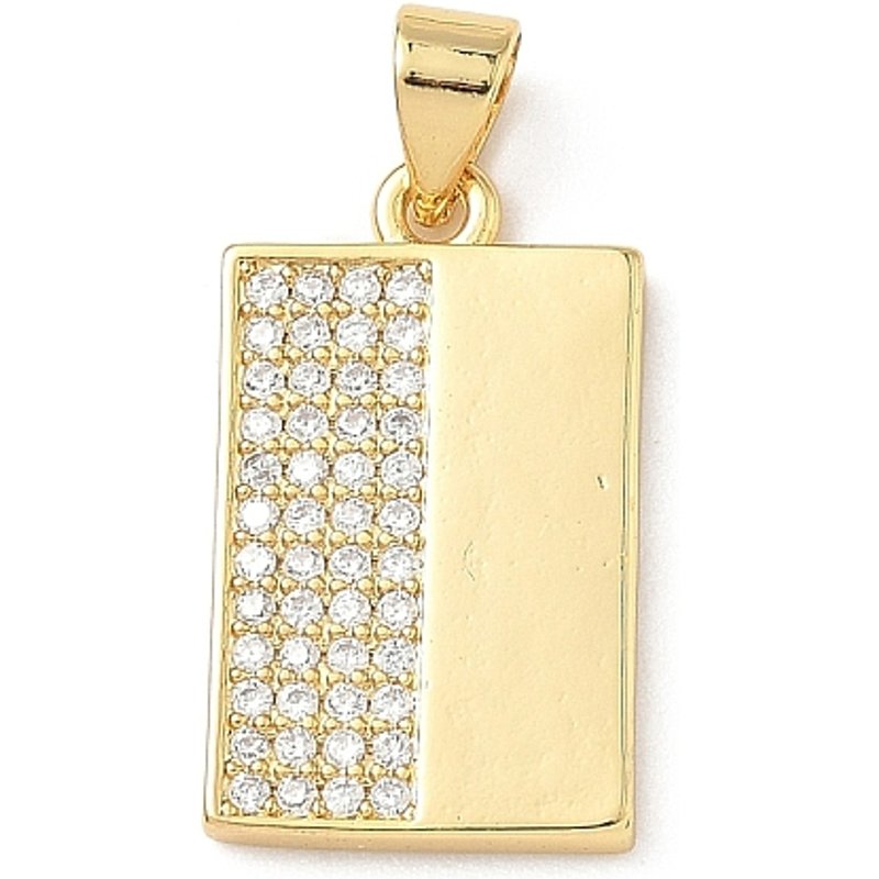 Brass Micro Pave Cubic Zirconia Pendants, 18K Gold Plated — Charms & Pendants