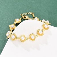 Bracelet Chaîne en Lien en Forme de Coquillage Perlé pour Femmes