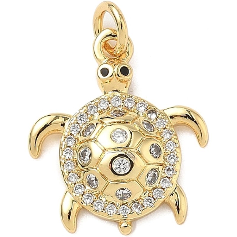 Brass Micro Pave Cubic Zirconia Tortoise Pendant with Jump Ring — Charms & Pendants