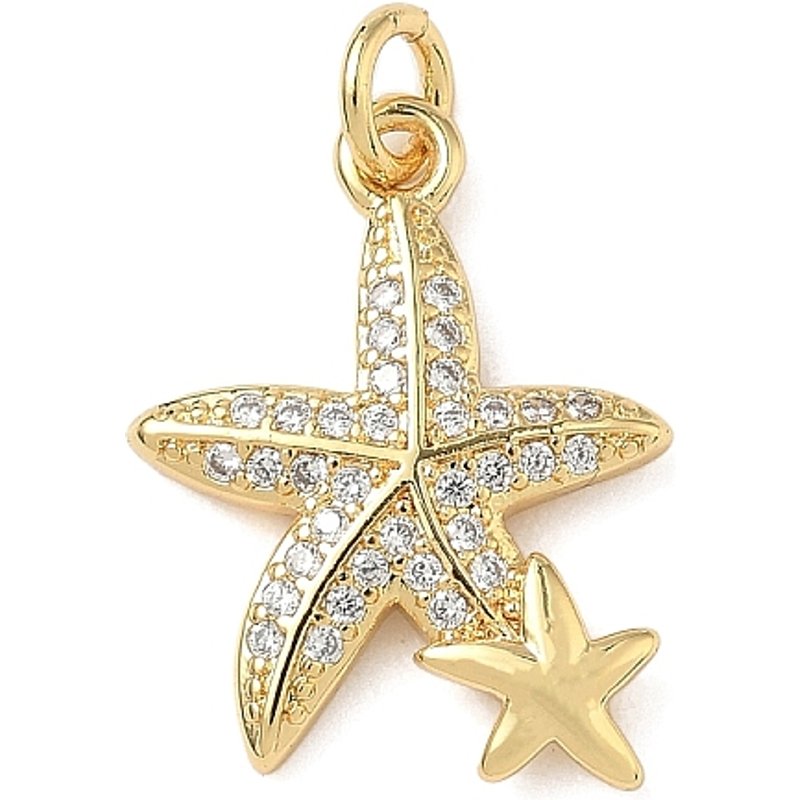 Pendentif Étoile de Mer en Zircon Cubique Micro Pave, Plaqué Or 18K — Breloques et pendentifs