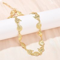 Brass Conch & Shell Shape Link Chain Necklace, 18K Gold Plated — Pendant Necklace