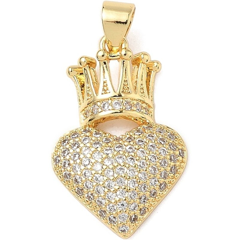 Brass Micro Pave Heart Pendants with 18K Gold Plating — Charms & Pendants