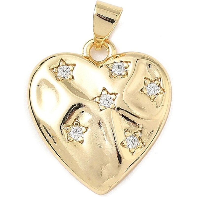 Brass Micro Pave Cubic Zirconia Heart Pendant, 18K Gold Plated — Charms & Pendants